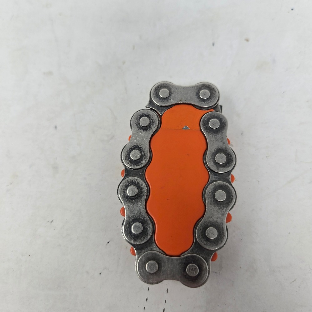 Vintage Camel Cigarettes Chain Link Lighter‎ Orange Silver Industrial Giveaway